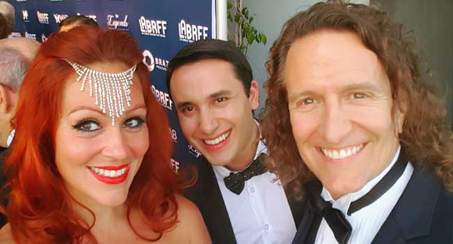 Tatiana Monteiro, Alex Duarte e Troy Lindquist, no Harmony Gold Theater em Hollywood (Foto: MDFerreira/LABRFF)