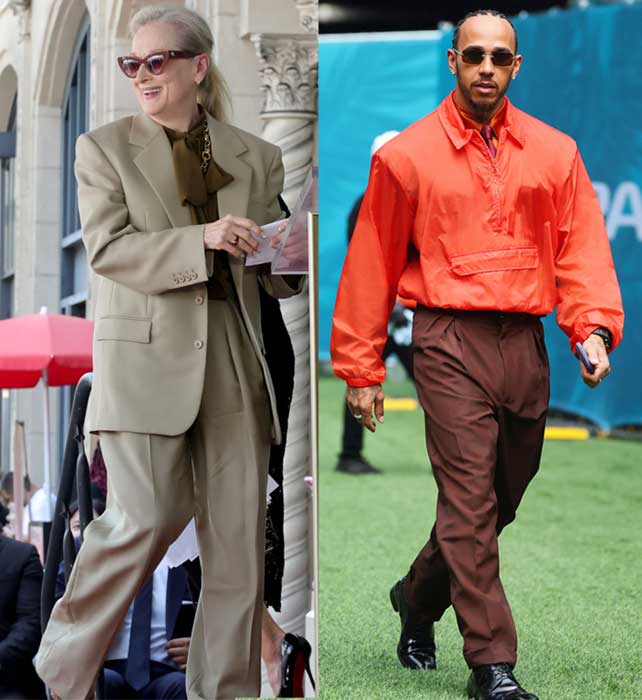 Meryl Streep e Lewis Hamilton vestem Saint Laurent by Anthony Vaccarello (Divulgação)