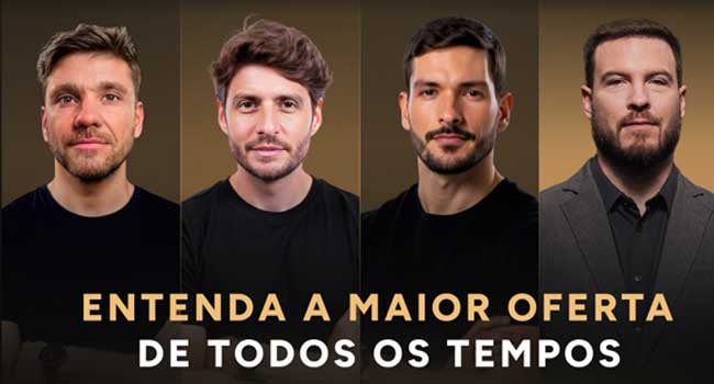 Leandro Ladeira, Erico Rocha, Thiago Nigro e Bruno Perini no Ultra Black Friday Infinita (Divulgação)