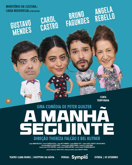 Carol Castro, Bruno Fagundes, Gustavo Mendes e Angela Rebello em "A Manhã Seguinte" (Foto: João Pedro Hachiya)