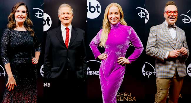 Fátima Bernardes, Ricardo Feltrin, Angélica e Felipeh Campos - 55ª Edição do Troféu Imprensa 2025 (Fotos: Lourival Ribeiro-SBT)